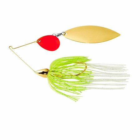 WAR EAGLE Gold Frame Tandem Willow Spinnerbait White & Chartreuse Fishing Lure WE38GTRK02